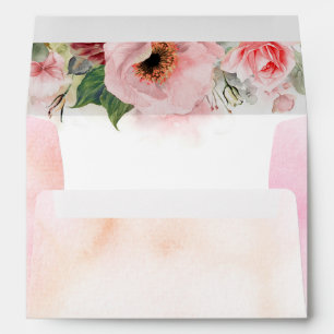 Blush Pink Watercolor Flowers Elegant Envelope