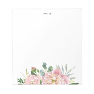 Blush Pink Watercolor Garden Roses Custom Notepad