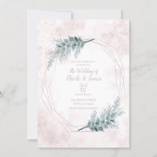 Blush Pink Watercolor Geometric Botanical Wedding Invitation