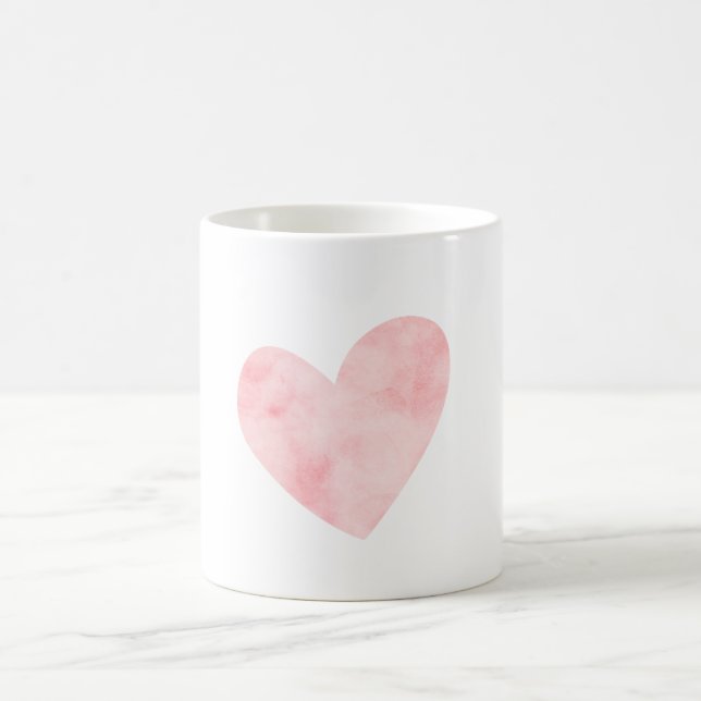 Blush Pink Watercolor Heart Coffee Mug (Center)