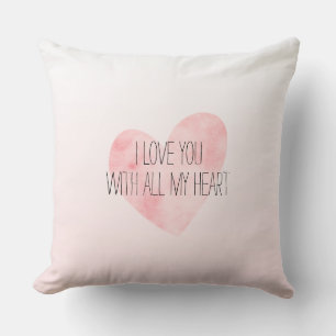 Blush Pink Watercolor Heart Cushion