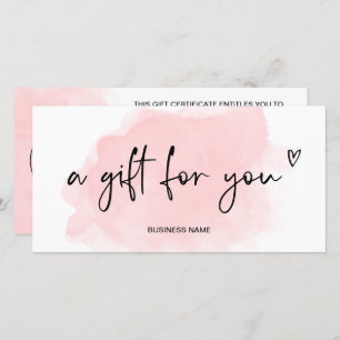 blush pink watercolor heart logo gift certificate