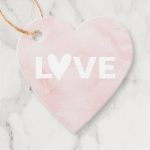 Blush Pink Watercolor Heart Love Favour Tags