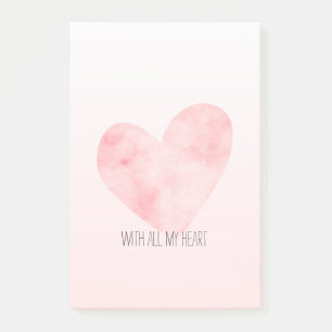 Blush Pink Watercolor Heart Post-it Notes