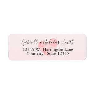 Blush Pink Watercolor Heart Return Address Label