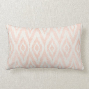 Blush Pink Watercolor Ikat Geometric Painted Print Lumbar Cushion