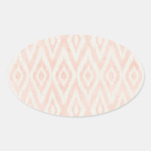 Blush Pink Watercolor Ikat Geometric Painted Print Oval Sticker
