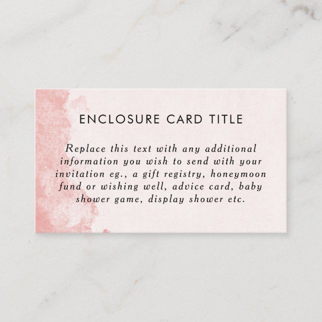  Blush Pink Watercolor Ink Wash Texture DIY Enclosure Card (Front)