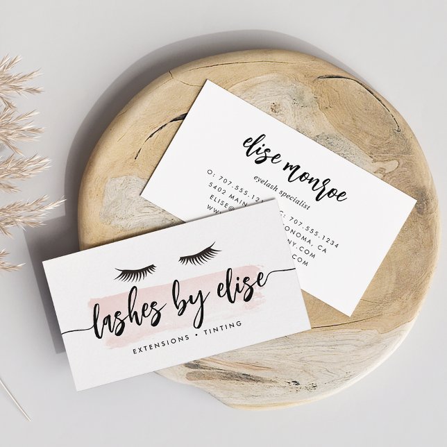 Blush Pink Watercolor Lash Services Business Card (Creator Uploaded)