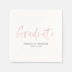 Blush Pink Watercolor Lettering Graduation Napkin
