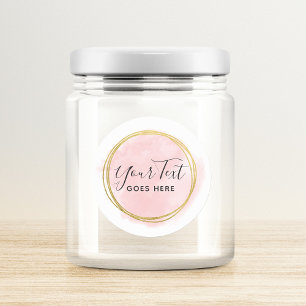 Blush Pink Watercolor & Modern Gold Geometric Chic Classic Round Sticker