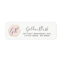 Blush Pink Watercolor & Modern Gold Return Address Label
