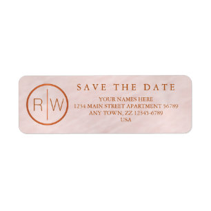 Blush Pink Watercolor Monogram Wedding Set Return Address Label