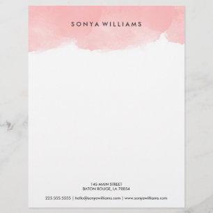 Blush Pink Watercolor Office Letterhead Template