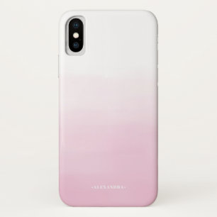 Blush Pink Watercolor Ombre Personalised iPhone X Case