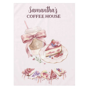 Blush Pink Watercolor Patisserie Cafe Branding Tablecloth