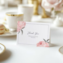 Blush Pink Watercolor Peony Wedding Thank You Card