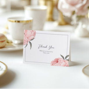 Blush Pink Watercolor Peony Wedding Thank You Card