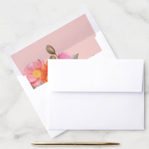 Blush Pink Watercolor Poppy Wedding Envelope Liner