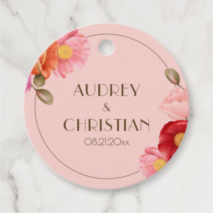 Blush Pink Watercolor Poppy Wedding Favour Tags