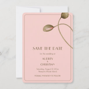 Blush Pink Watercolor Poppy Wedding  Save The Date