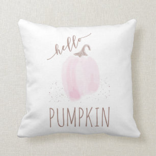 Blush Pink Watercolor Pumpkin Pillow Hello Pumpkin