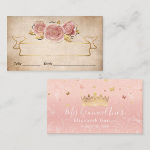 Blush Pink Watercolor Rose Gold Elegant Escort Place Card