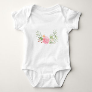 Blush pink watercolor roses baby bodysuit