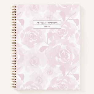 Blush Pink Watercolor Roses Personalised journal