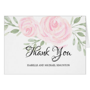 Blush Pink Watercolor Roses Personalised Thank You