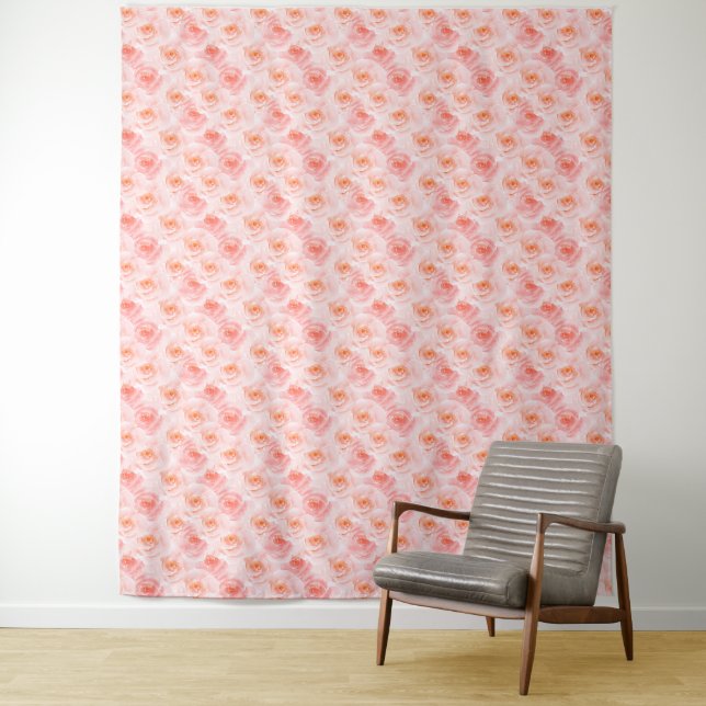 Blush Pink Watercolor Roses Tapestry (In Situ)