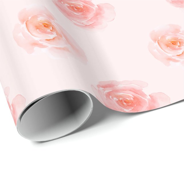 Blush Pink Watercolor Roses Wrapping Paper (Roll Corner)