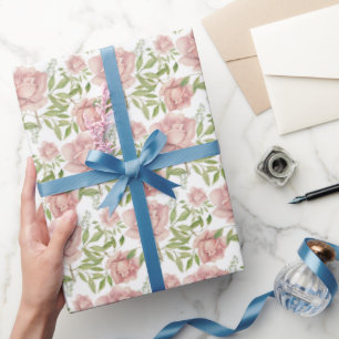 Blush Pink Watercolor Roses Wrapping Paper