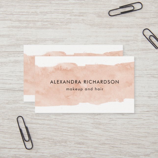 Blush Pink Watercolor Splash Business Card (Front/Back In Situ)