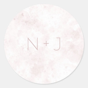 Blush Pink Watercolor Stain Modern Glam Wedding Classic Round Sticker