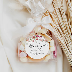Blush Pink Watercolor Thank You Wedding Favours  Classic Round Sticker
