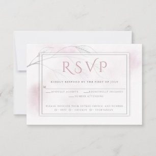 Blush Pink Watercolor Wash Grey Willow RSVP Card