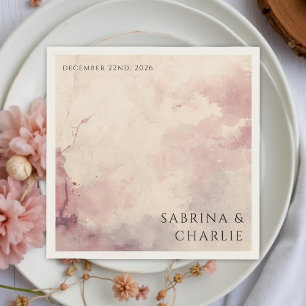 Blush Pink Watercolor Wash Minimalist Wedding Napkin
