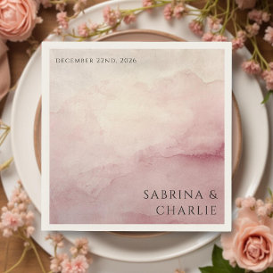 Blush Pink Watercolor Wash Minimalist Wedding Napkin