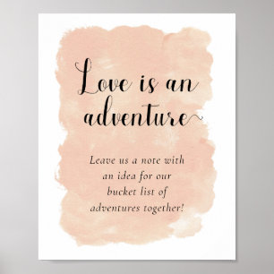 Blush Pink Watercolor Wedding Bucket List Ideas Poster