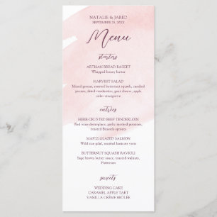 Blush Pink Watercolor Wedding Menu