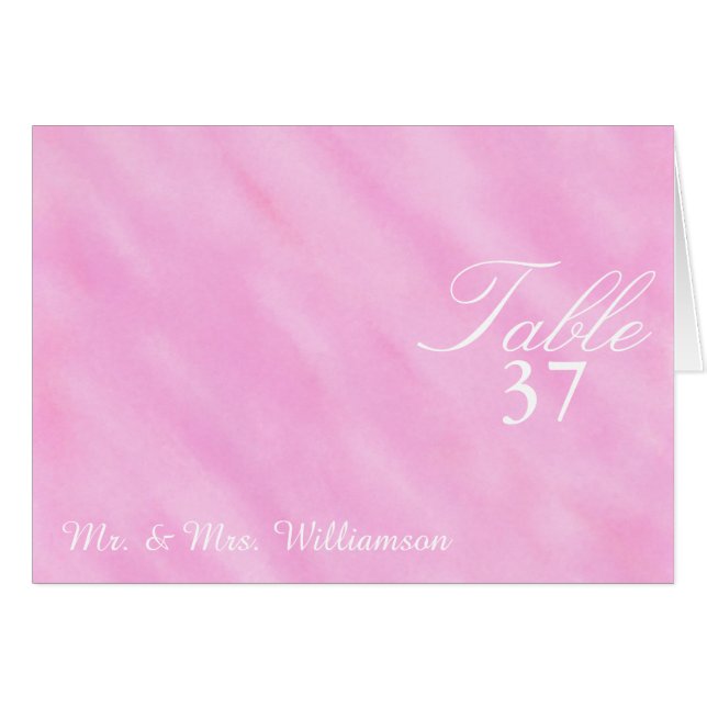 Blush Pink Watercolor Wedding Table Tent Cards (Front Horizontal)