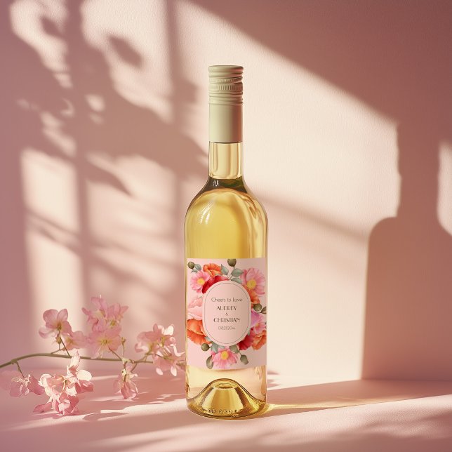 Blush Pink Watercolor Wedding Wine Label Set (Creator Uploaded)