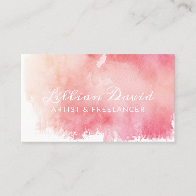 Blush Pink Watercolour Wash Artistic Business Card (Front)