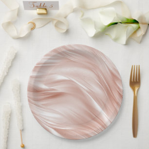 Blush Pink Wavy Streaks Bridal Shower Paper Plate