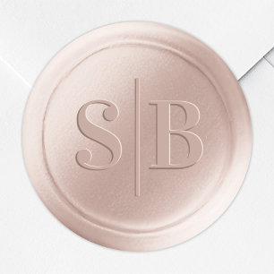 Blush Pink Wax Seal Wedding Monogram Sticker