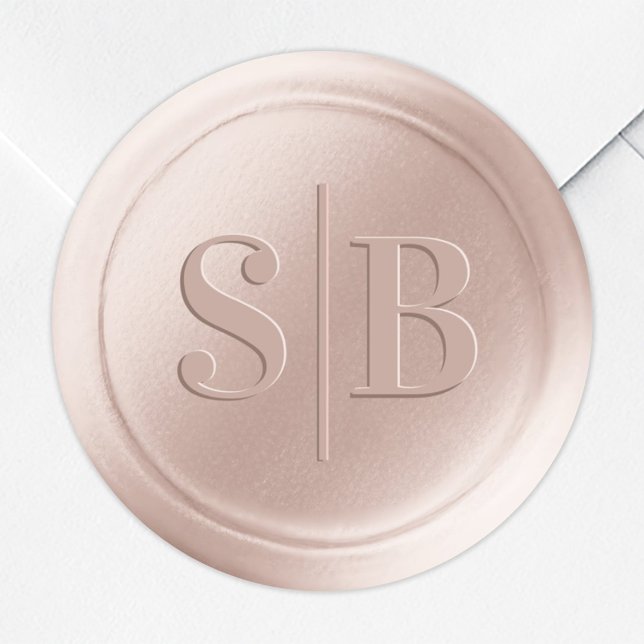 Blush Pink Wax Seal Wedding Monogram Sticker (Creator Uploaded)