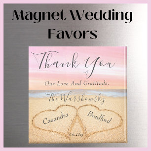 Blush Pink Wedding 2 Heart Sand Wedding favour Magnet