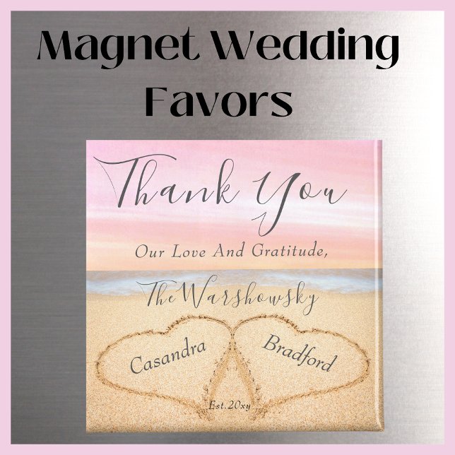 Blush Pink  Wedding 2 Heart Sand Wedding favour  Magnet (Creator Uploaded)