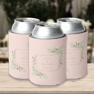 Blush Pink Wedding Greenery Foliage Can Cooler